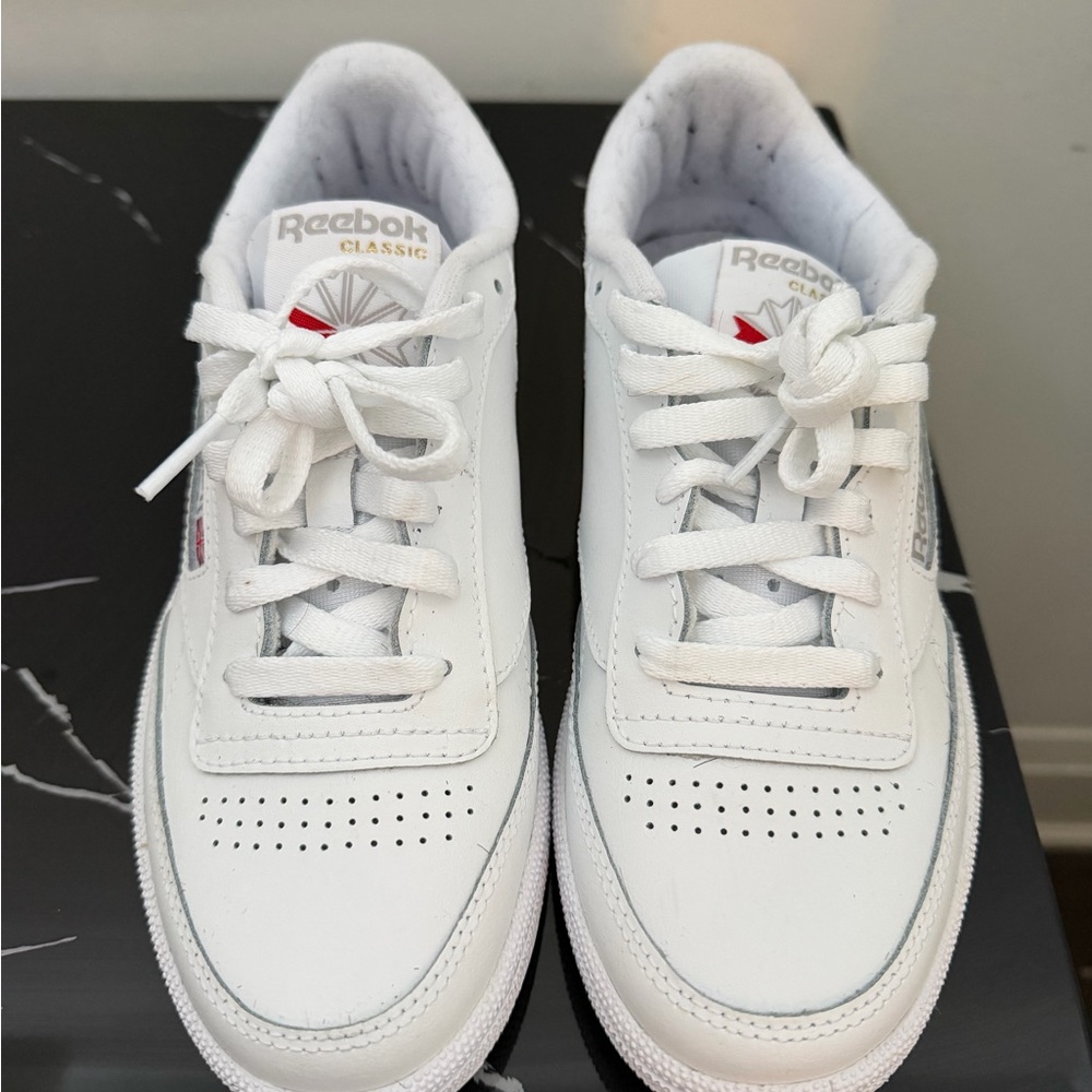 Reebok Classic White Sneakers with Red Highlights